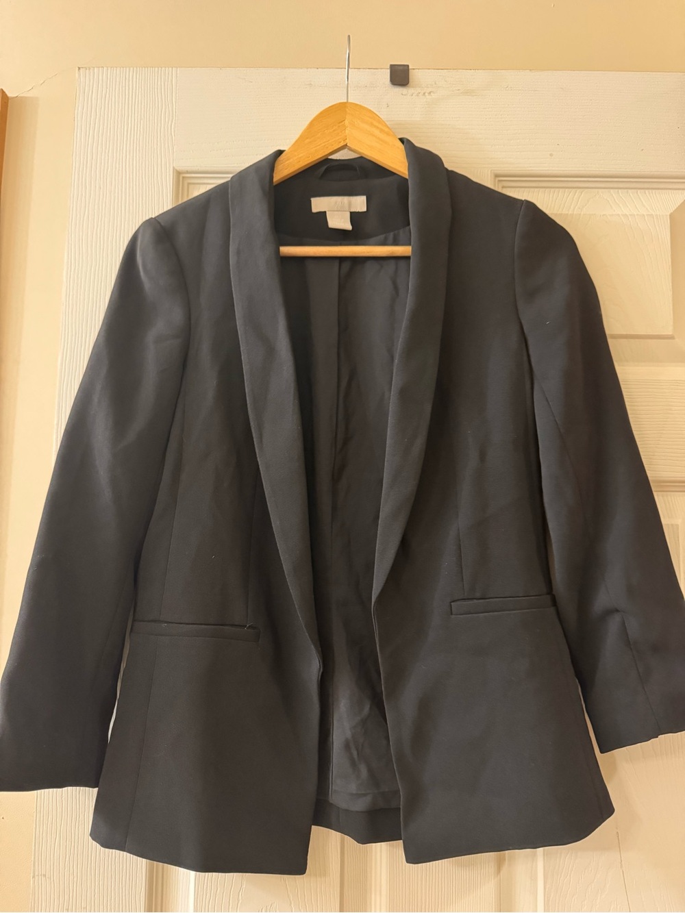 H&M Black Open-Front Shawl Collar Blazer